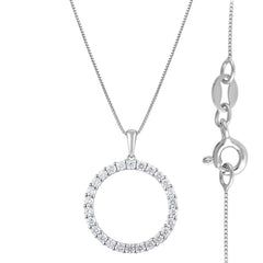 0.33 Carat Lab Grown Circle Of Life Diamond Pendant Necklace In Sterling Silver