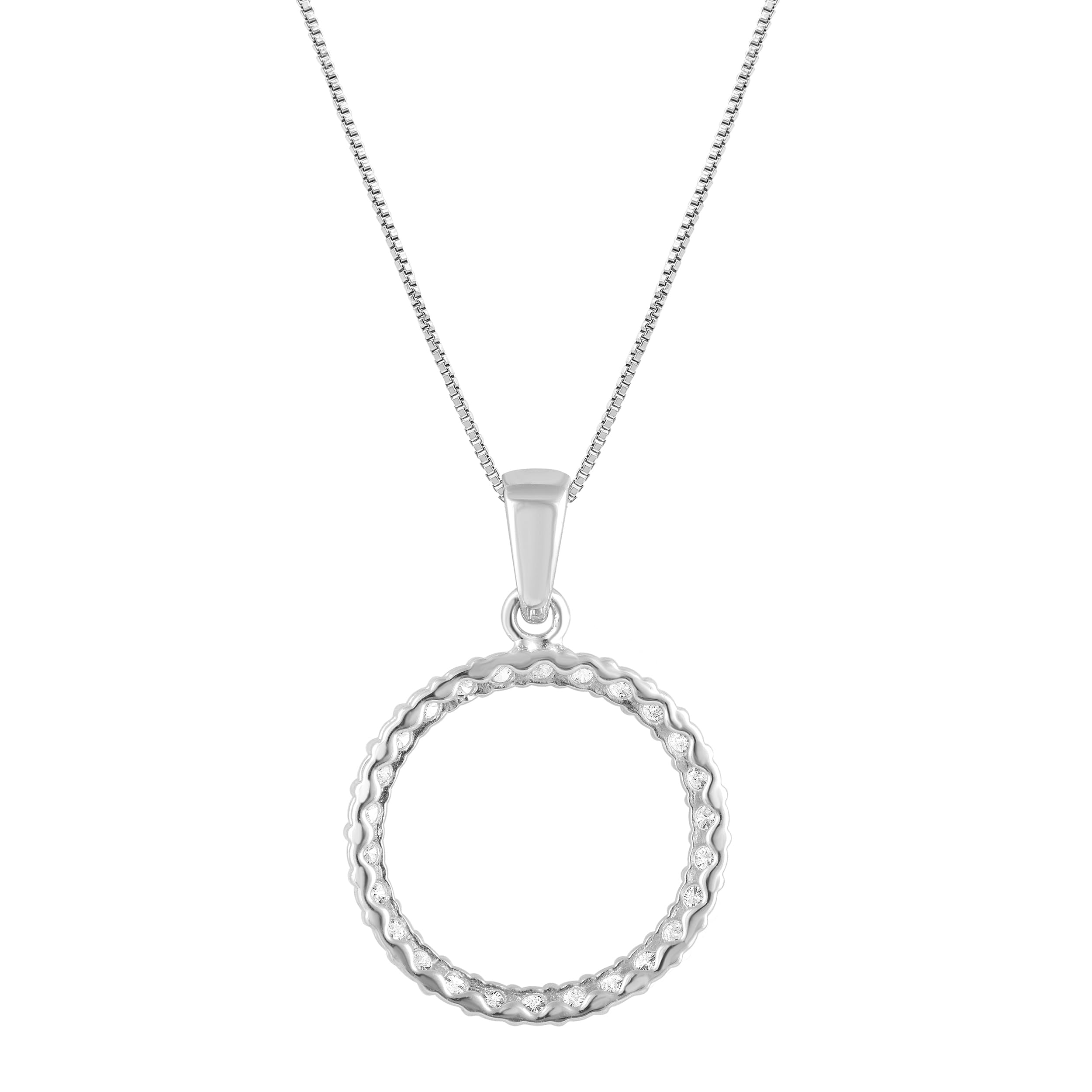 0.33 Carat Lab Grown Circle Of Life Diamond Pendant Necklace In Sterling Silver