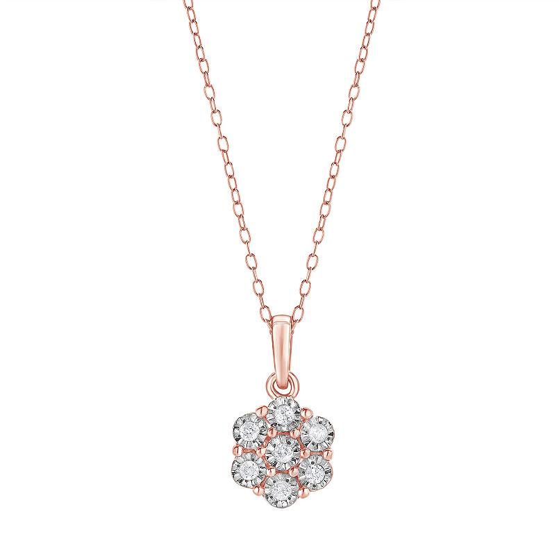 0.10 Carat Lab Grown Cluster Diamond Pendant Necklace