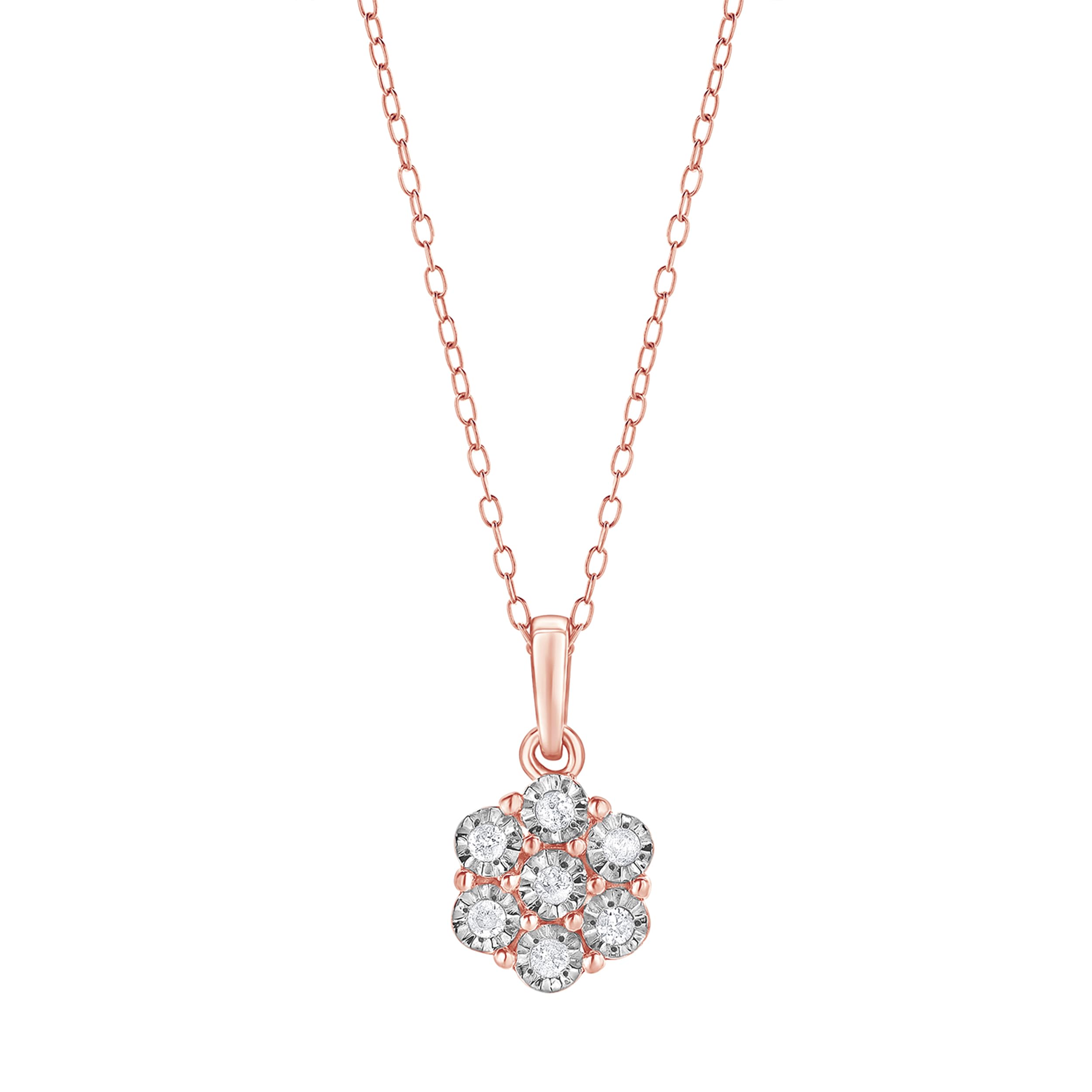 0.10 Carat Lab Grown Cluster Diamond Pendant Necklace
