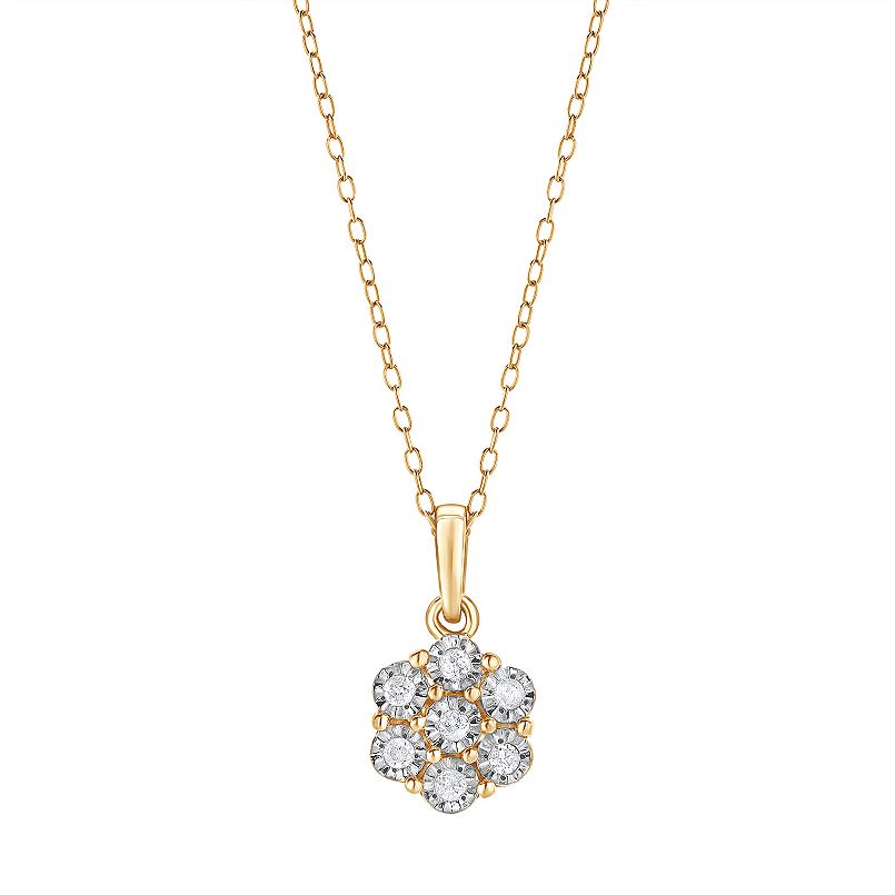 0.10 Carat Lab Grown Cluster Diamond Pendant Necklace