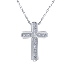 0.25 Carat Sterling Silver Lab Grown Diamond Cross Necklace