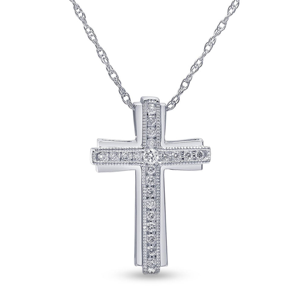 0.25 Carat Sterling Silver Lab Grown Diamond Cross Necklace