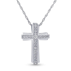 0.25 Carat Sterling Silver Lab Grown Diamond Cross Necklace