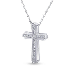 0.25 Carat Sterling Silver Lab Grown Diamond Cross Necklace
