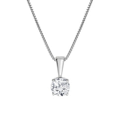 0.60 Carat Lab Grown Round Solitaire Diamond Pendant Necklace In Sterling Silver