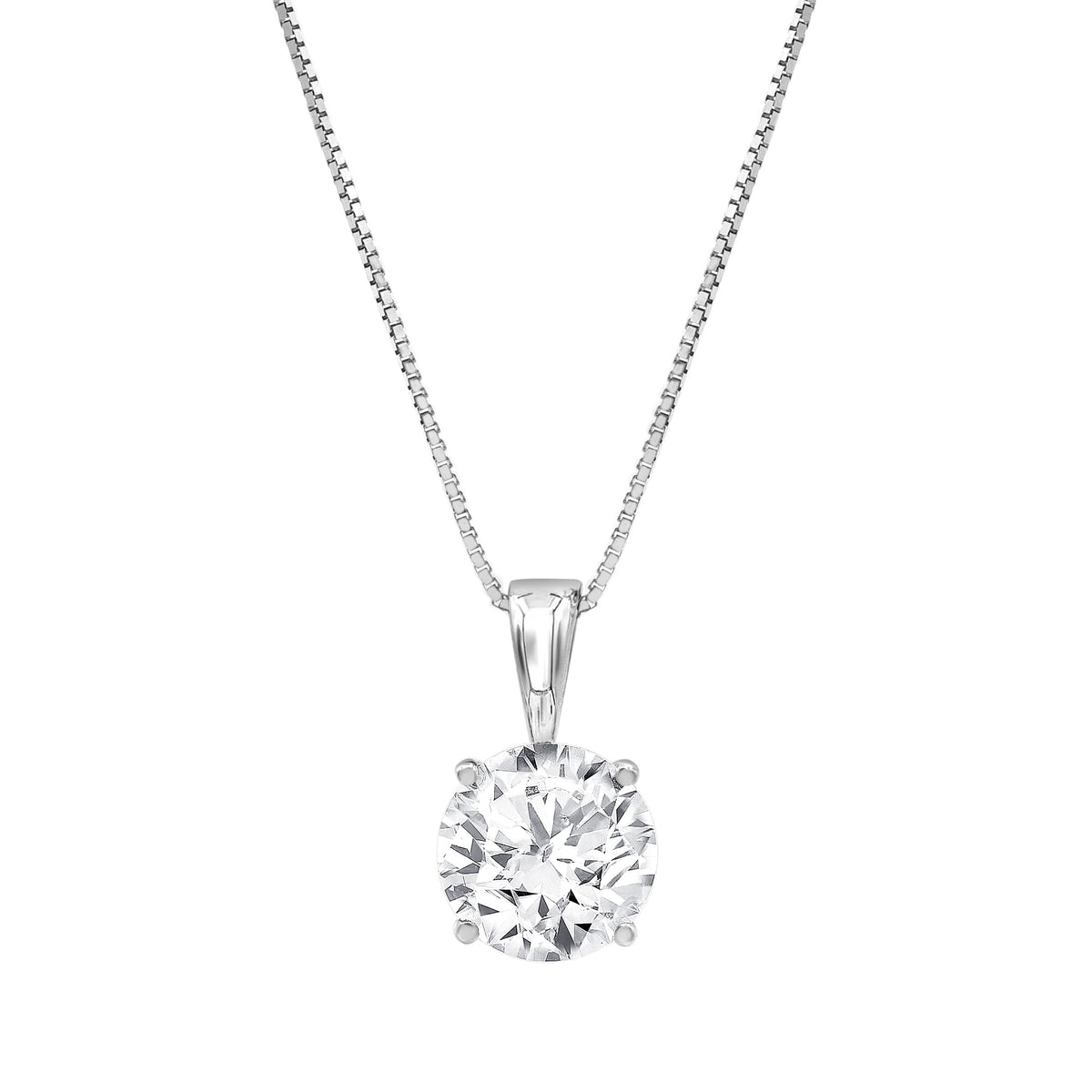 0.75 Carat Lab Grown Round Solitaire Diamond Pendant Necklace In Sterling Silver