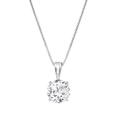 0.75 Carat Lab Grown Round Solitaire Diamond Pendant Necklace In Sterling Silver