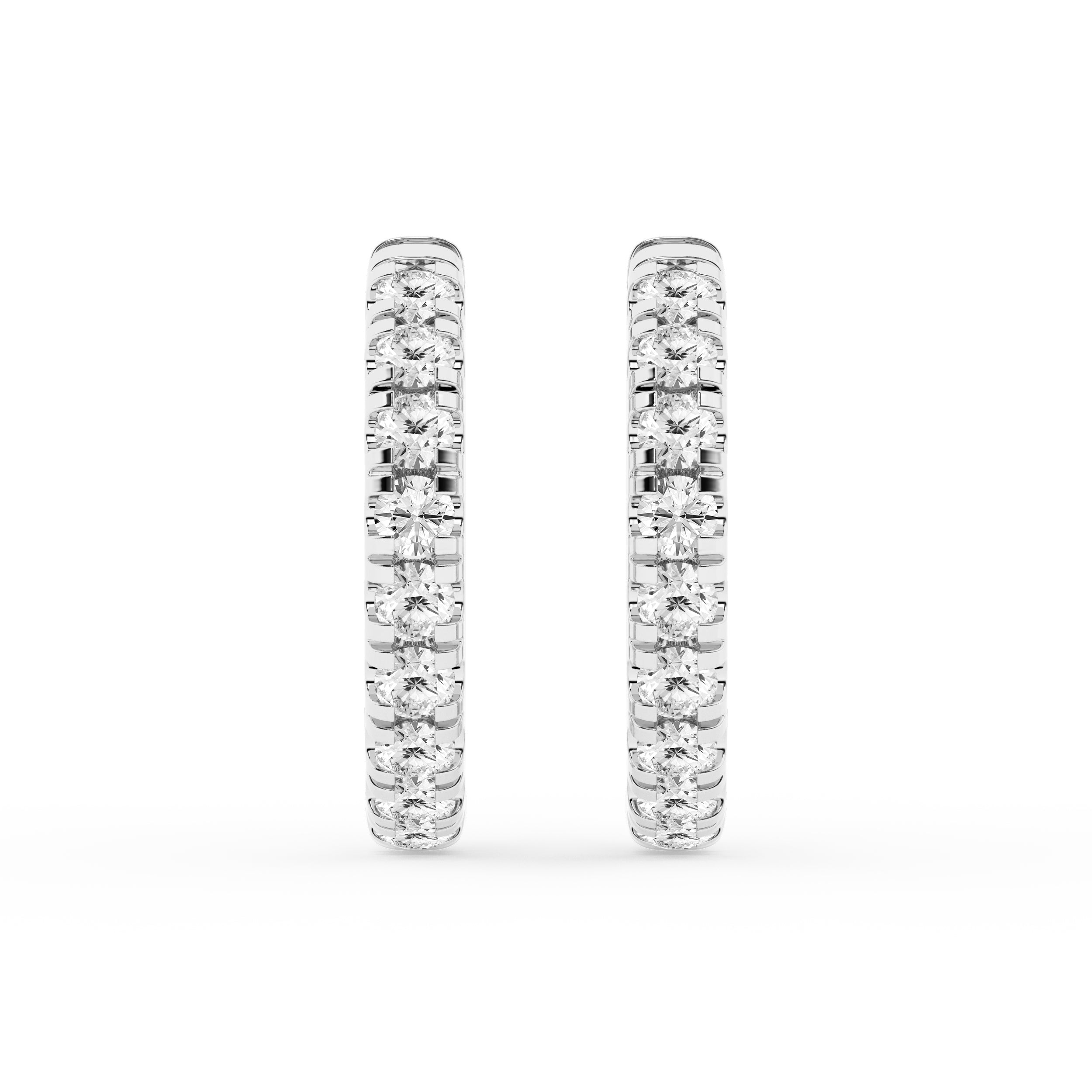 1 Carat Round Lab Grown Diamond Hoop Earrings In Sterling Silver