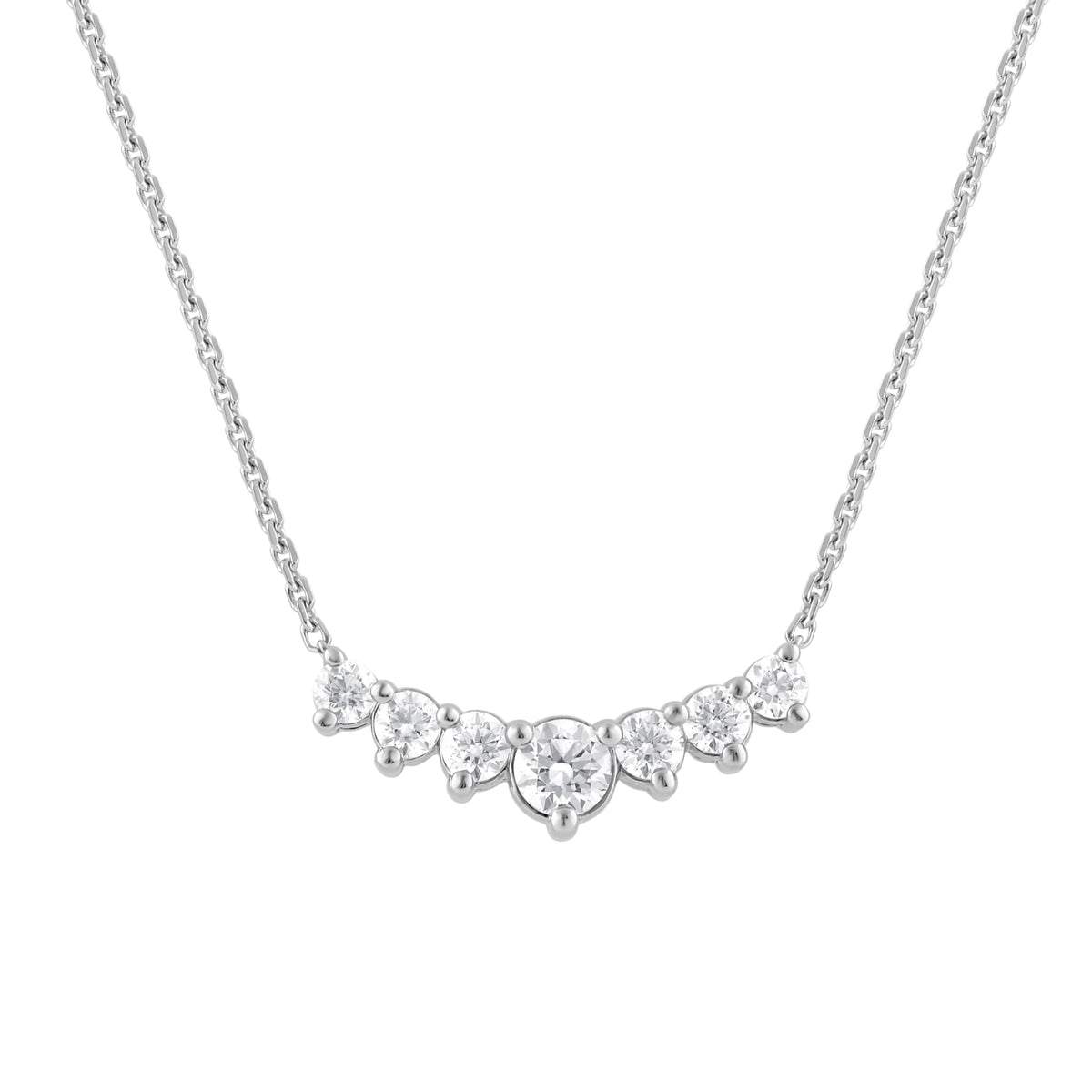 1 Carat Lab Grown Graduating Diamond Necklace In Sterling Silver