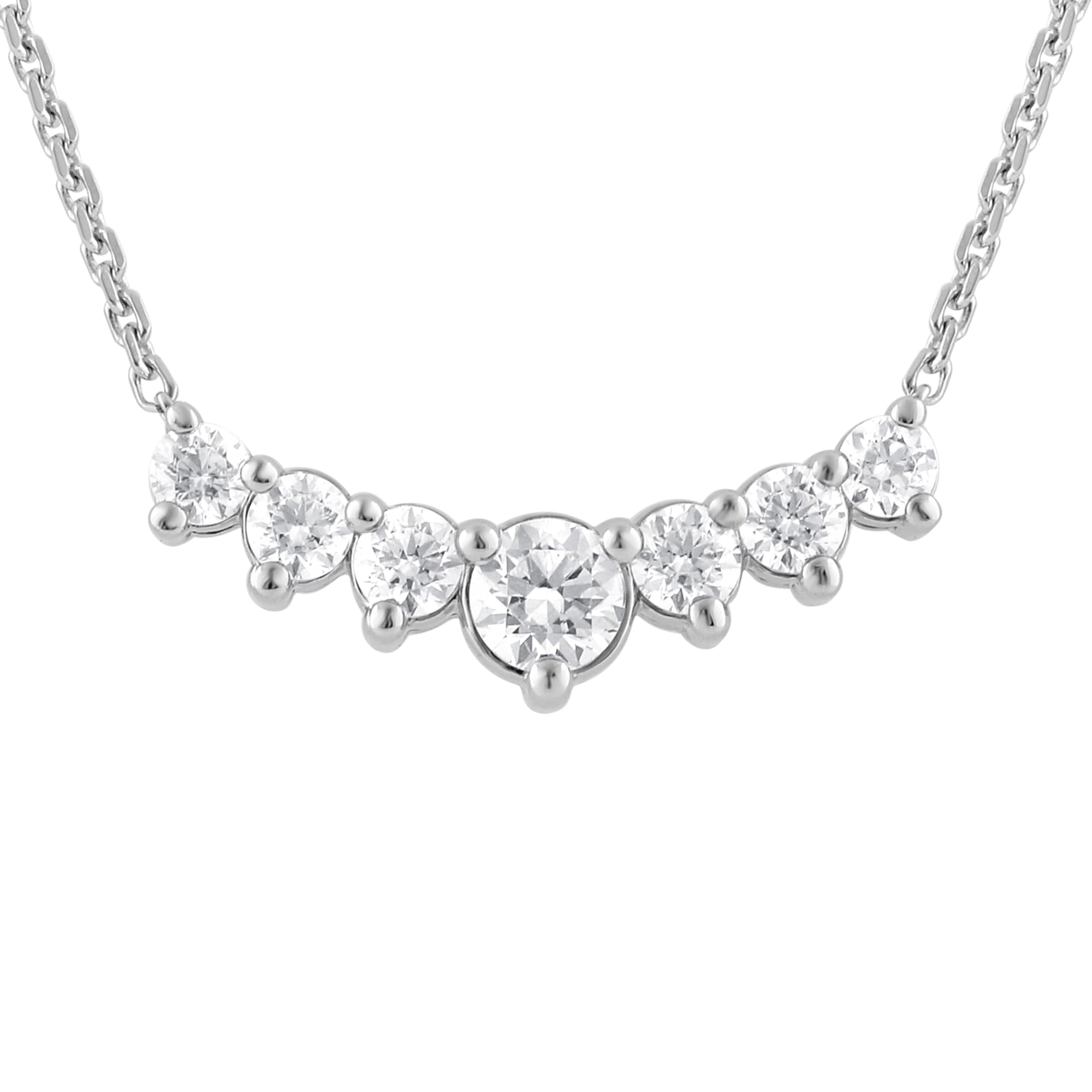 1 Carat Lab Grown Graduating Diamond Necklace In Sterling Silver