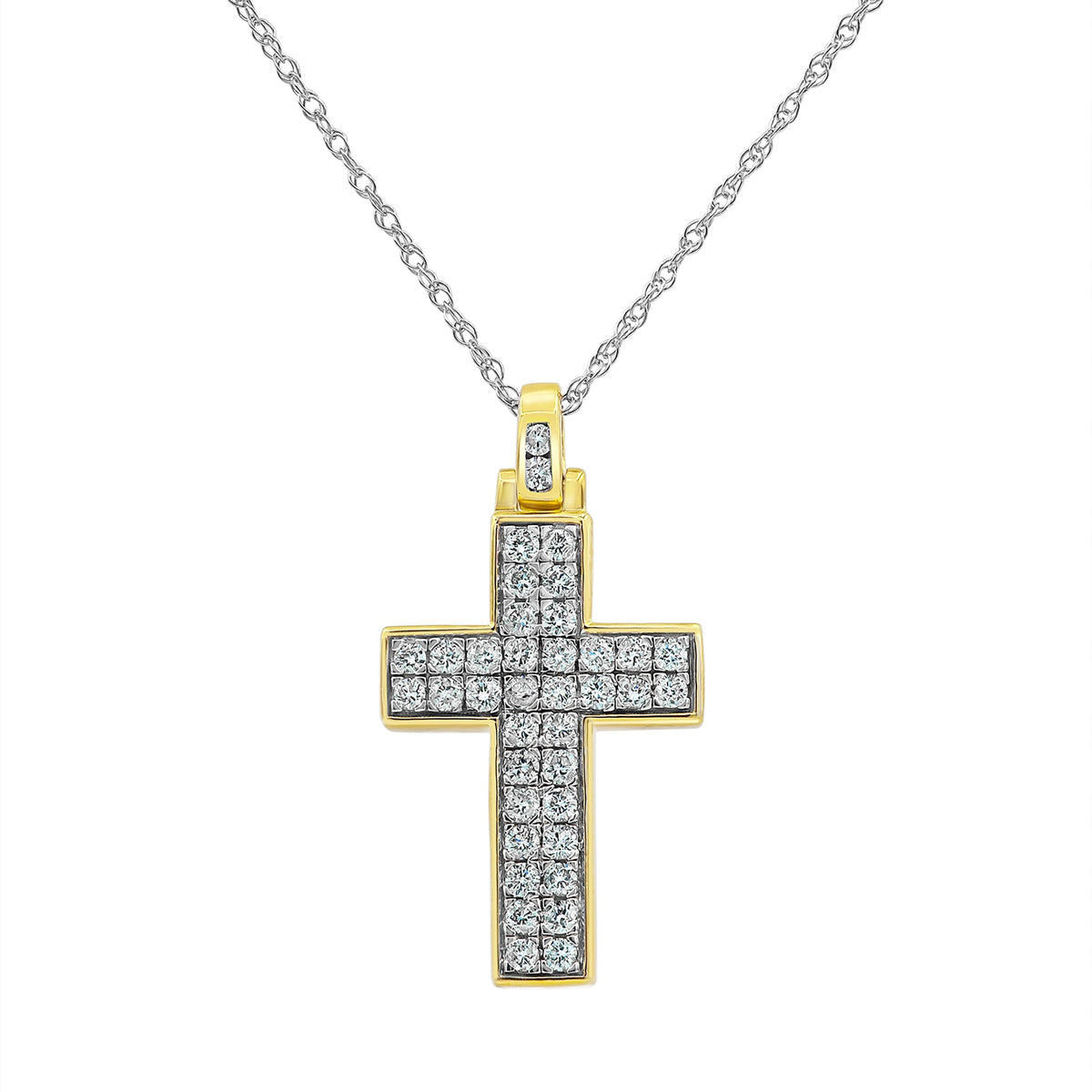 0.75 Carat Lab Grown Diamond Cluster Cross Pendant Necklace In Sterling Silver