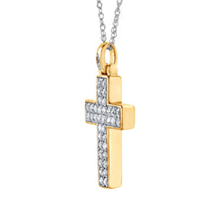 0.75 Carat Lab Grown Diamond Cluster Cross Pendant Necklace In Sterling Silver