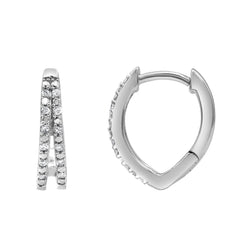 0.10 Carat Lab Grown Double Row Diamond Huggie Hoop Earrings