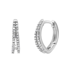 0.10 Carat Lab Grown Double Row Diamond Huggie Hoop Earrings
