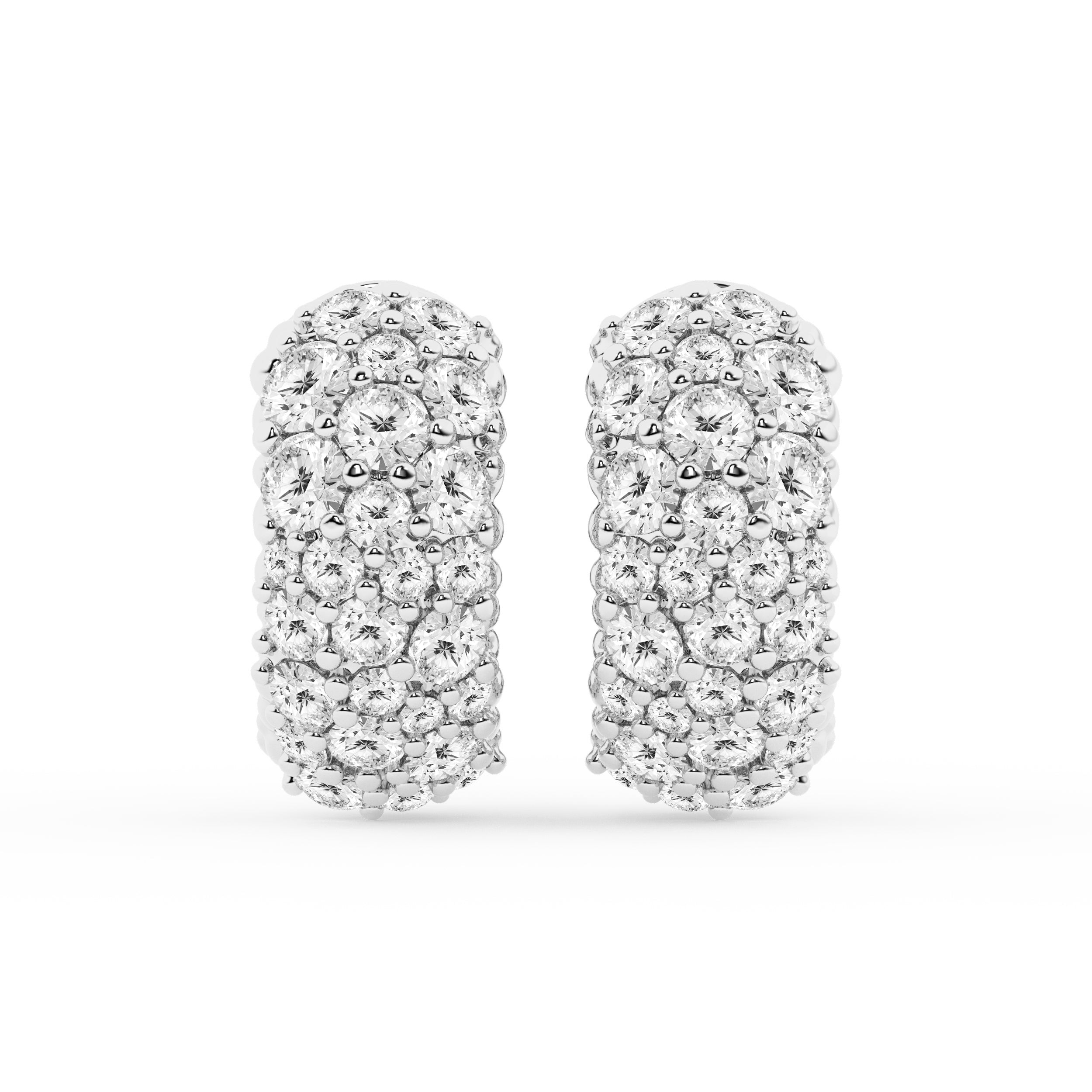 2 Carat Round Lab Grown Cluster Diamond Hoop Earrings In Sterling Silver