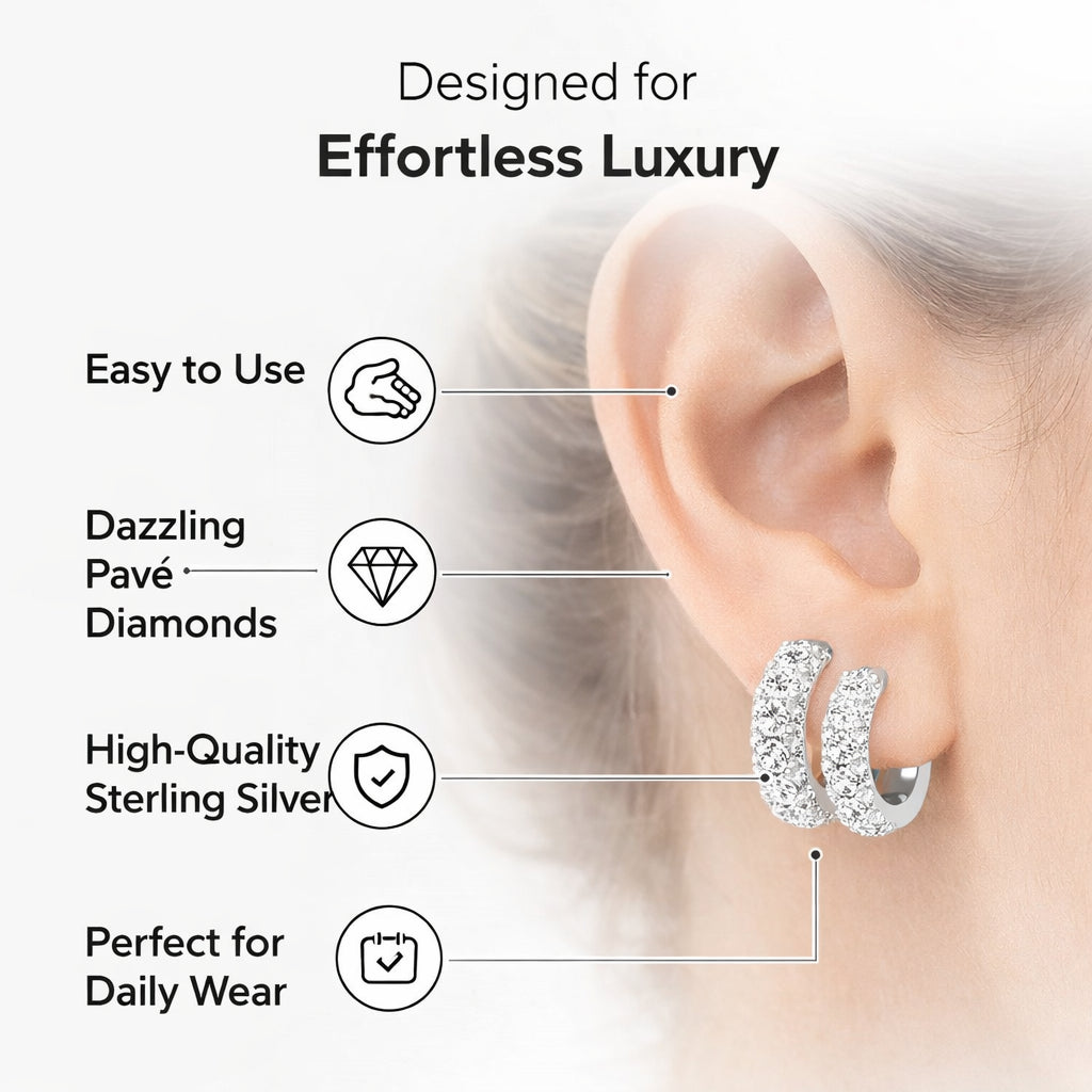 2 Carat Round Lab Grown Cluster Diamond Hoop Earrings In Sterling Silver