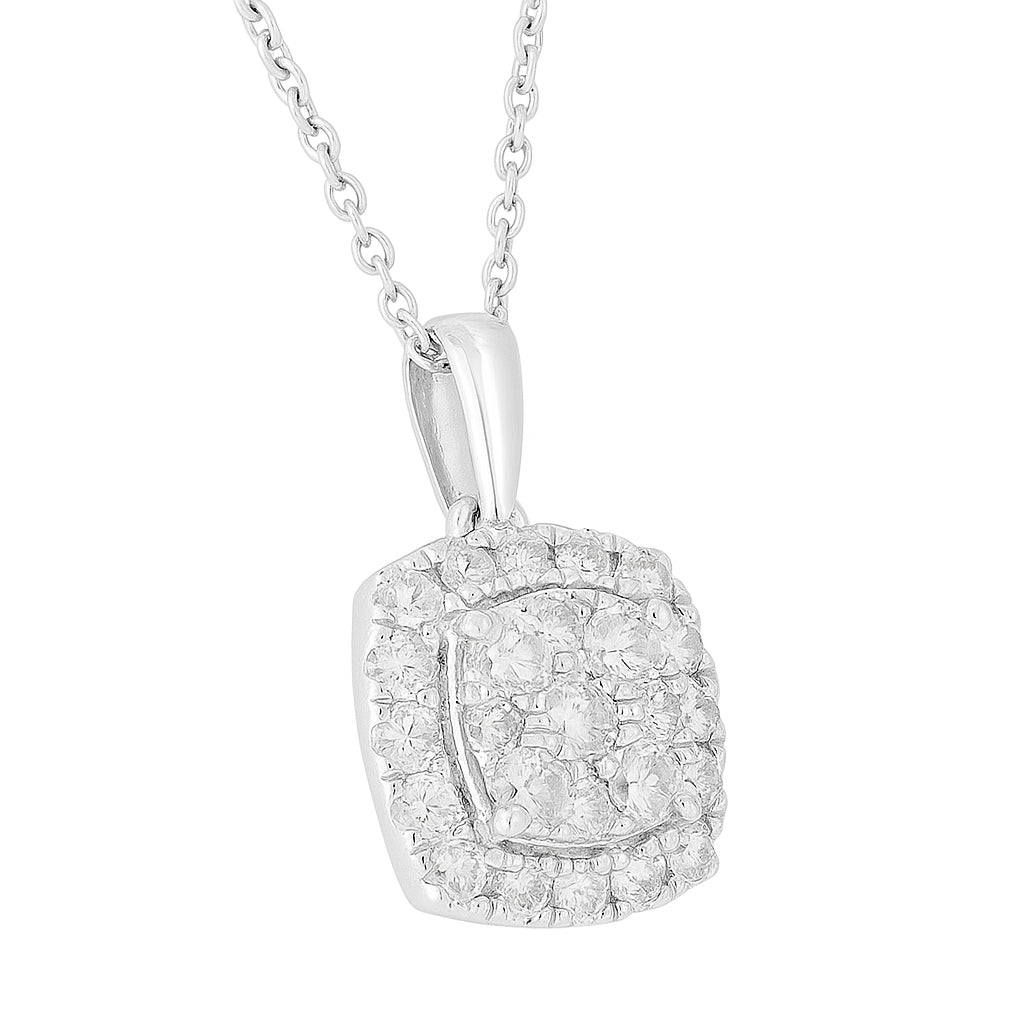 1 Carat Lab Grown Sterling Silver Halo Diamond Pendant Necklace