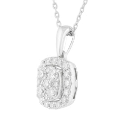 1 Carat Lab Grown Sterling Silver Halo Diamond Pendant Necklace
