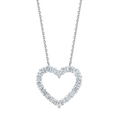 1 Carat Lab Grown Sterling Silver Diamond Heart Pendant Necklace