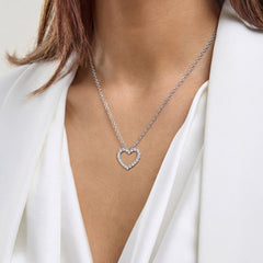 1 Carat Lab Grown Sterling Silver Diamond Heart Pendant Necklace