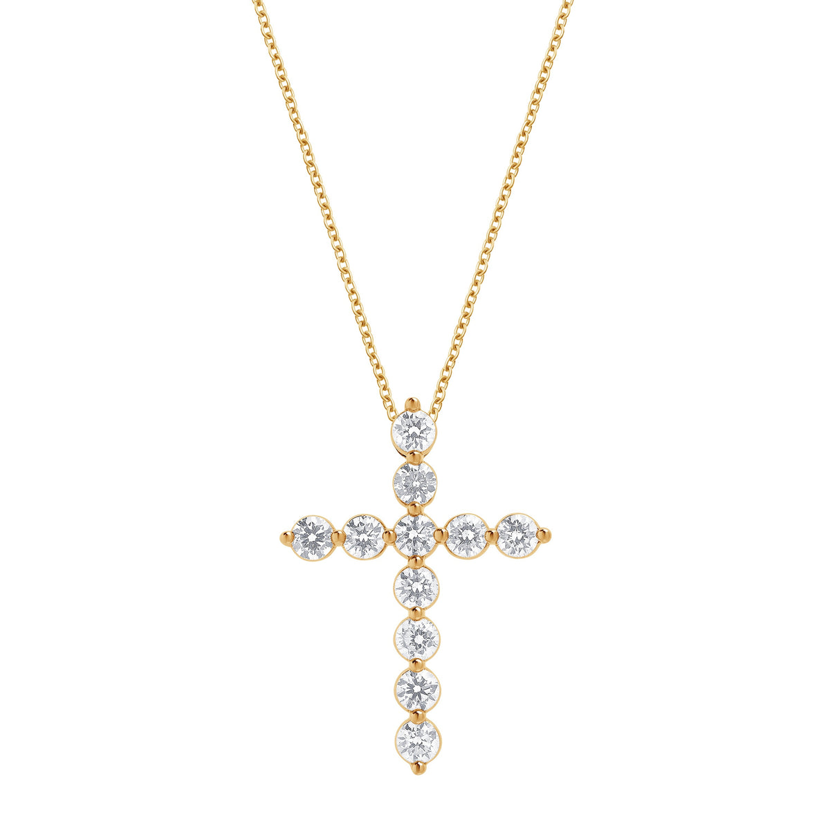 0.25 Carat Lab Grown Diamond Cross Pendant Gold Plated Necklace