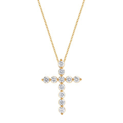 0.25 Carat Lab Grown Diamond Cross Pendant Gold Plated Necklace
