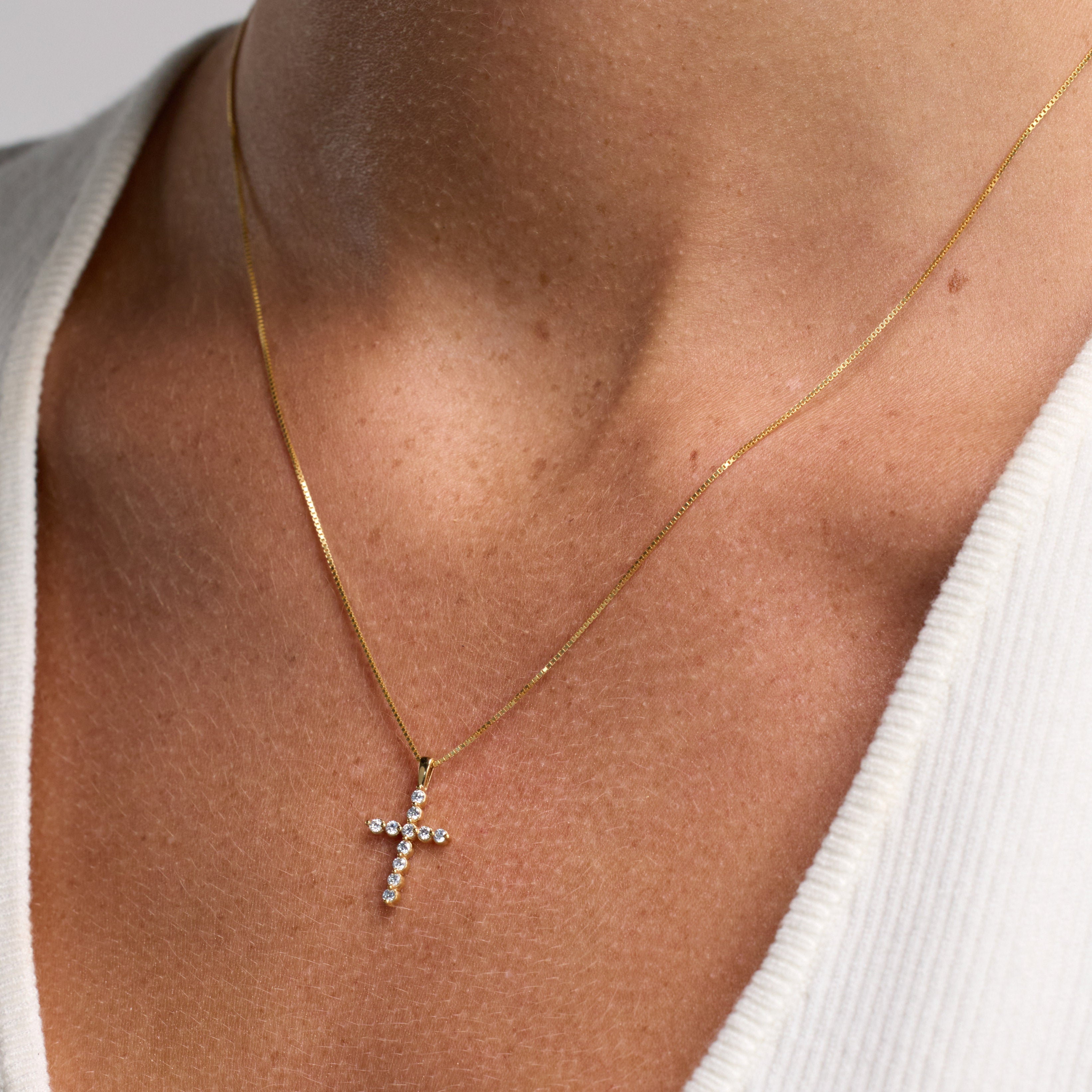 0.25 Carat Lab Grown Diamond Cross Pendant Necklace