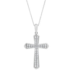 1 Carat Sterling Silver Lab Grown Cross Diamond Pendant Necklace
