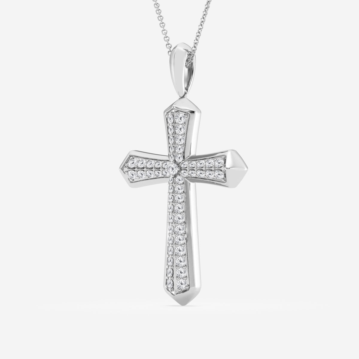 1 Carat Sterling Silver Lab Grown Cross Diamond Pendant Necklace
