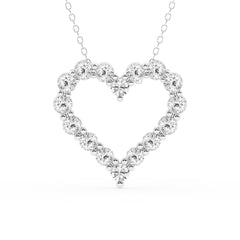 2 Carat Round Lab Grown Diamond Heart Pendant Necklace In Sterling Silver