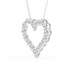 2 Carat Round Lab Grown Diamond Heart Pendant Necklace In Sterling Silver