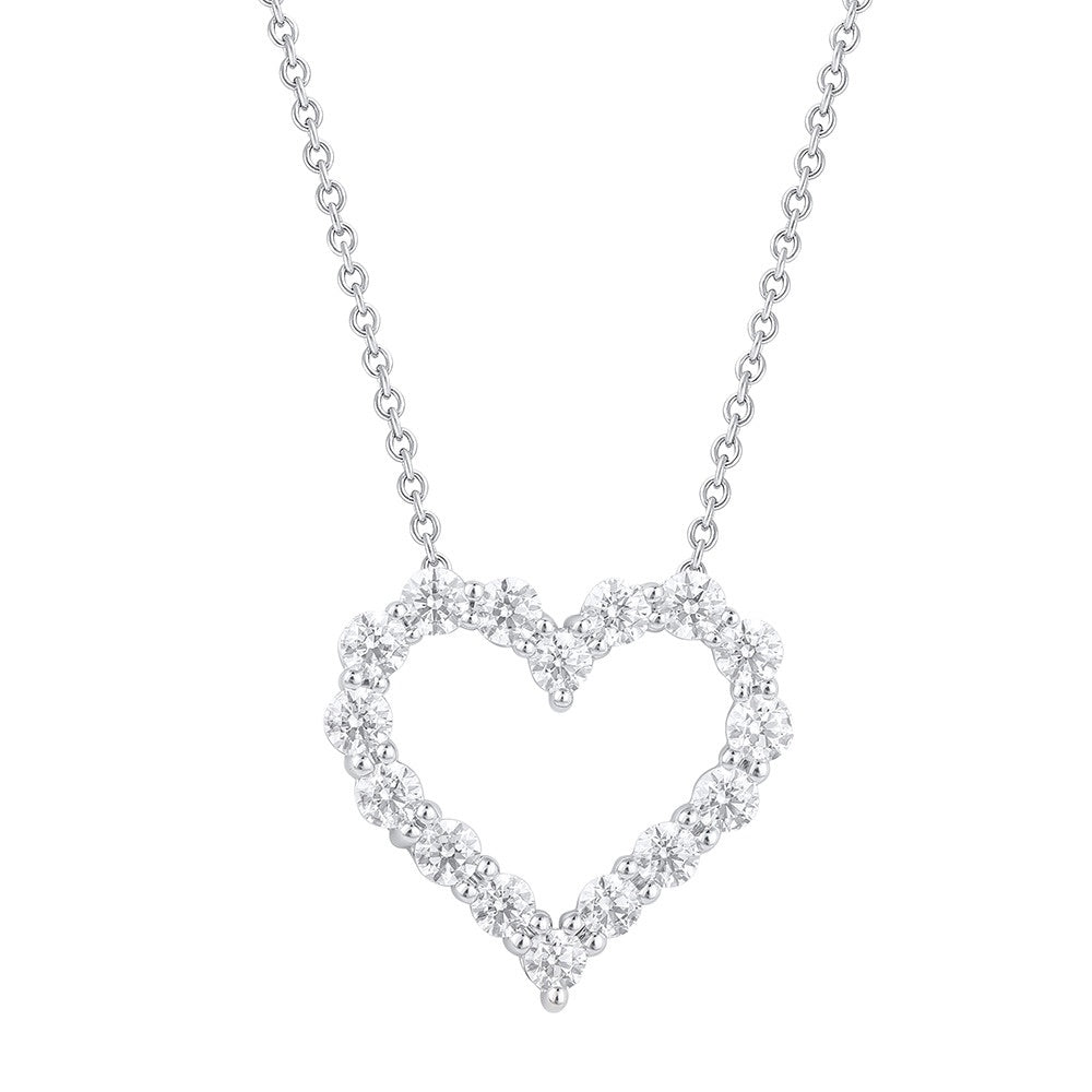 2 Carat Round Lab Grown Diamond Heart Pendant Necklace In Sterling Silver