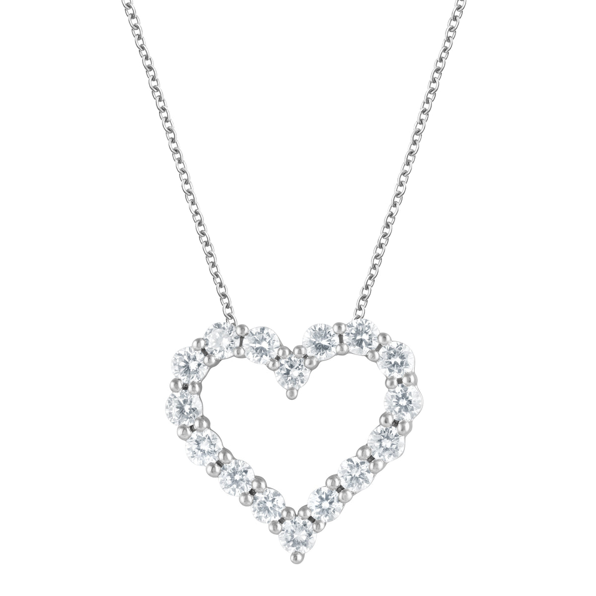 1 Carat Lab Grown Diamond Heart Sterling Silver Necklace