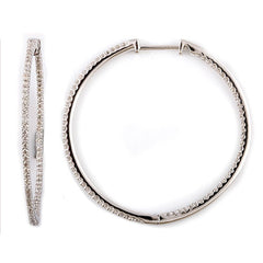 0.75 Carat Lab Grown Diamond Hinged Hoop Sterling Silver Earrings