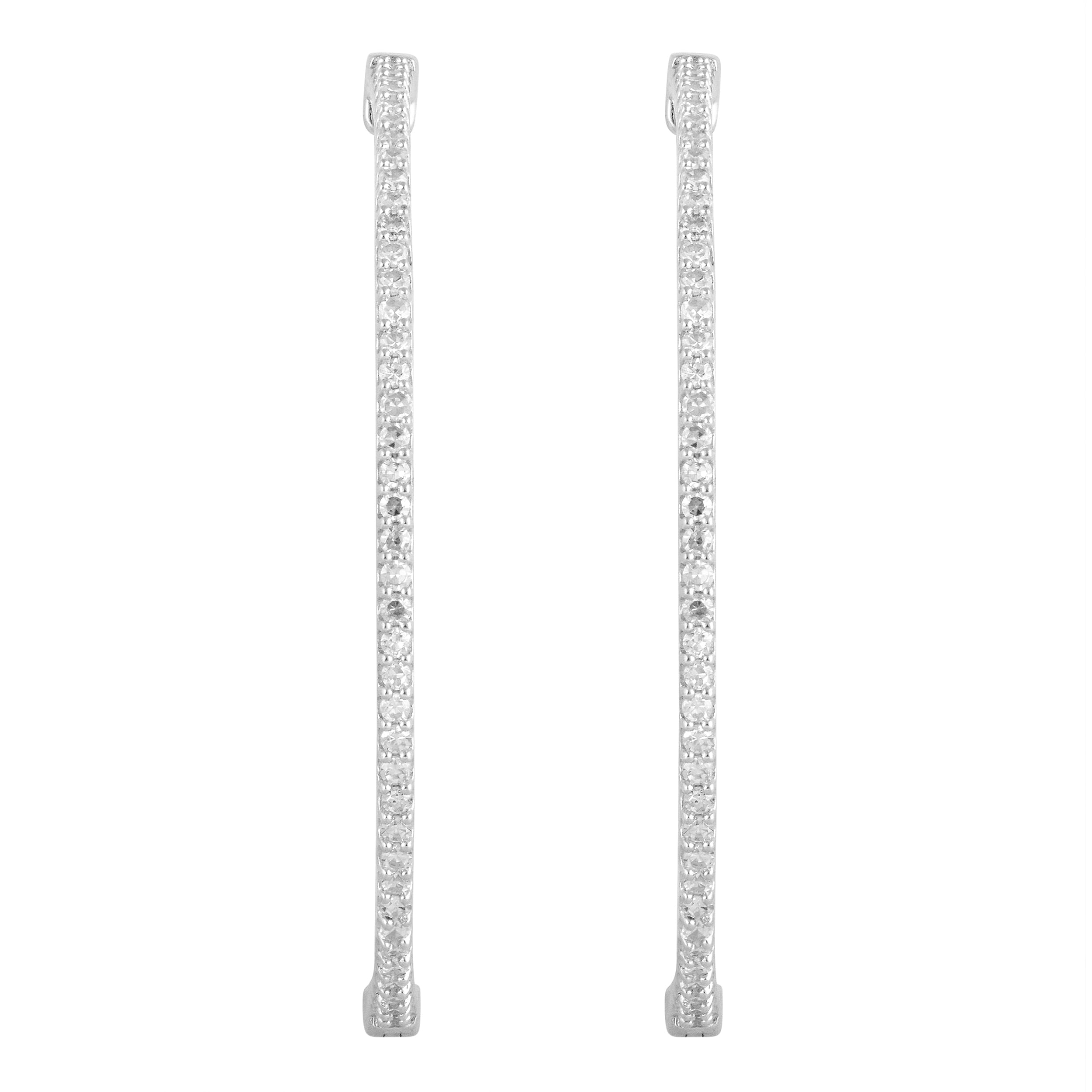 0.75 Carat Lab Grown Diamond Hinged Hoop Sterling Silver Earrings