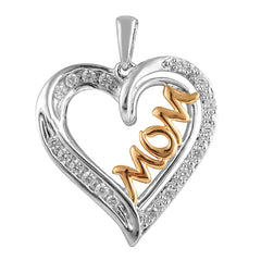 0.25 Carat Lab Grown Diamond Heart Mom Pendant Necklace