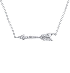 0.15 Carat Lab Grown Diamond Arrow Necklace In Sterling Silver