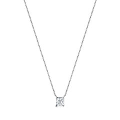 1 Carat Lab Grown Princess Diamond Pendant Necklace In Sterling Silver