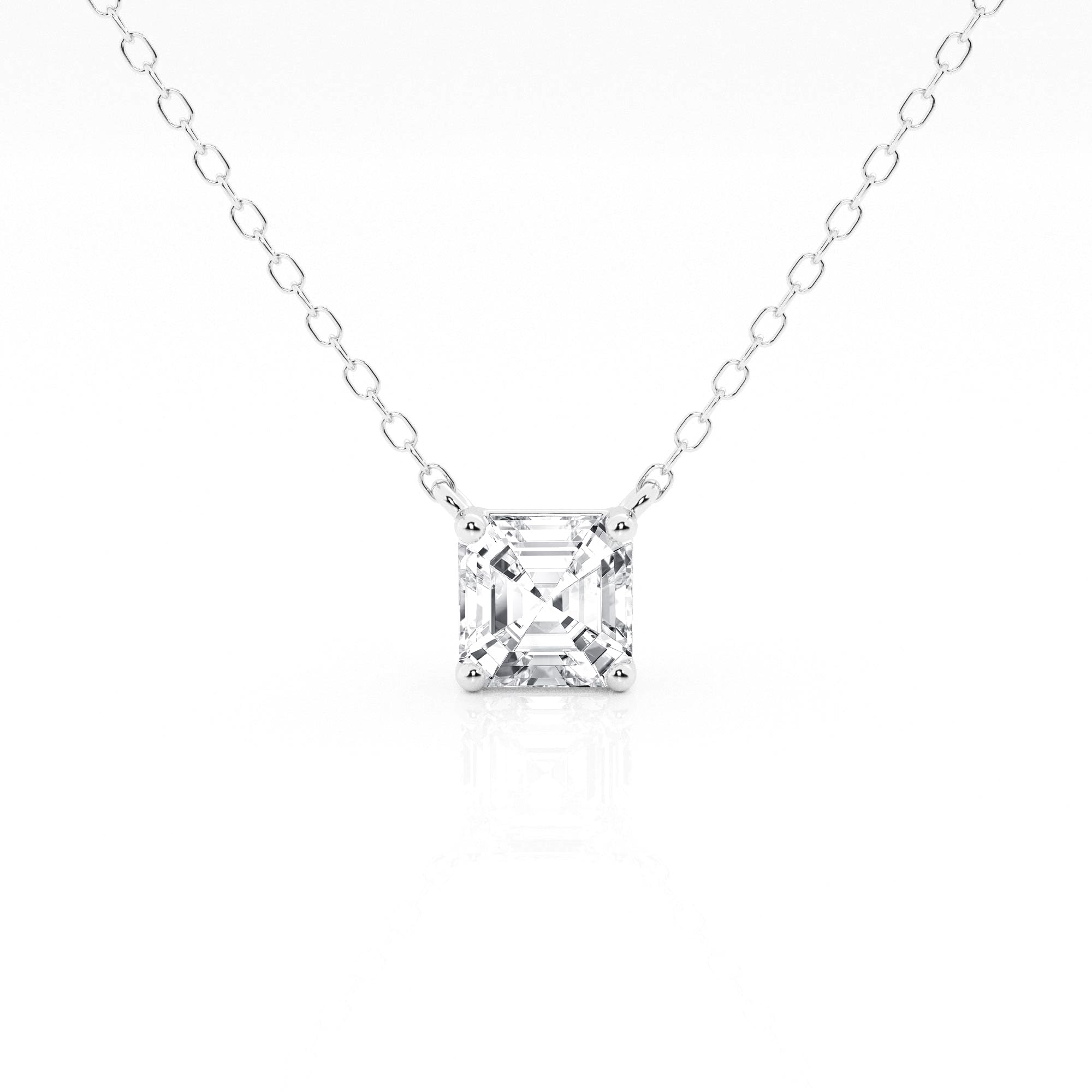 1 Carat Lab Grown Princess Diamond Pendant Necklace In Sterling Silver