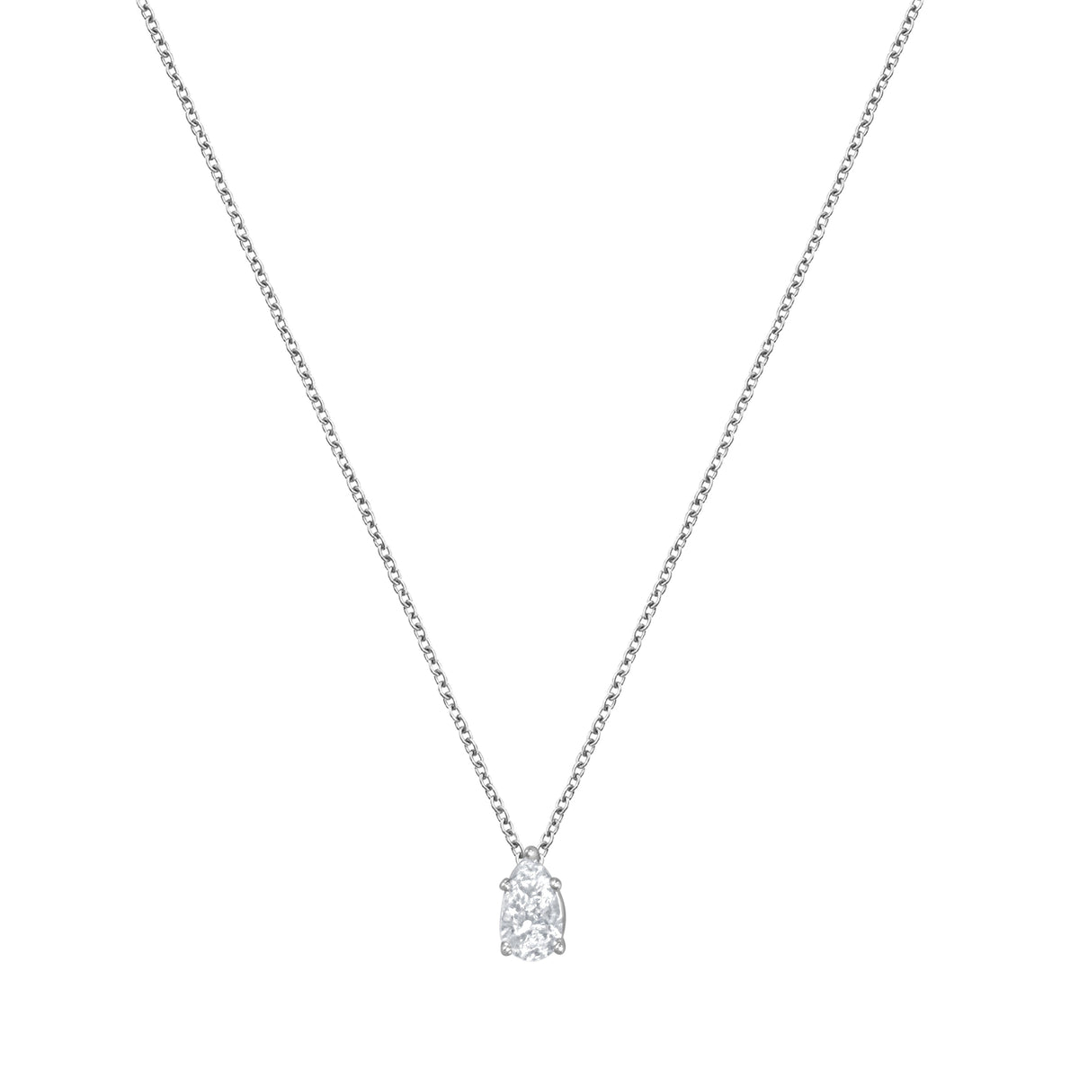 1 Carat Lab Grown Pear Solitaire Diamond Pendant Necklace