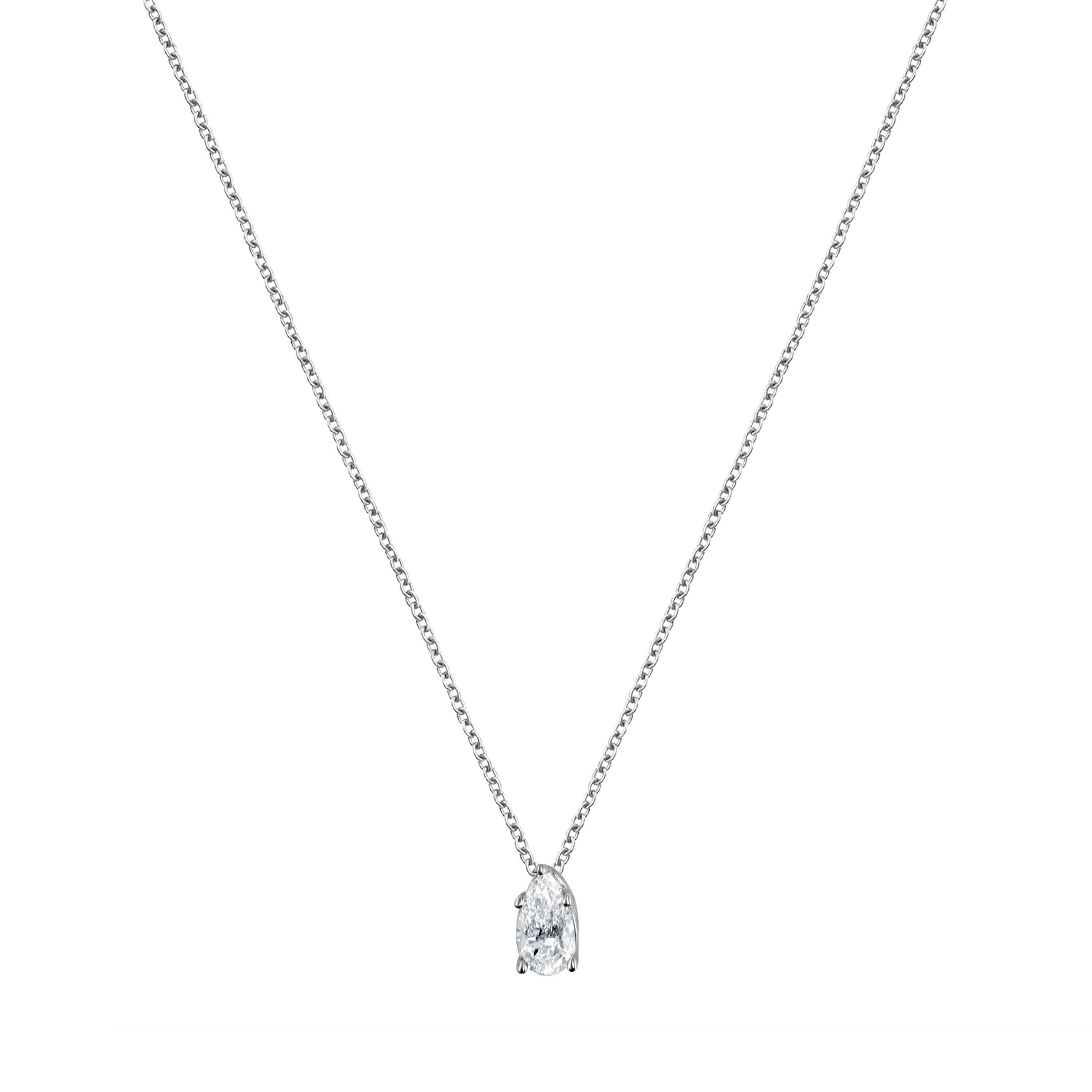 1 Carat Lab Grown Pear Solitaire Diamond Pendant Necklace