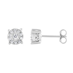 0.25 Carat Lab Grown Halo Diamond Stud Earrings