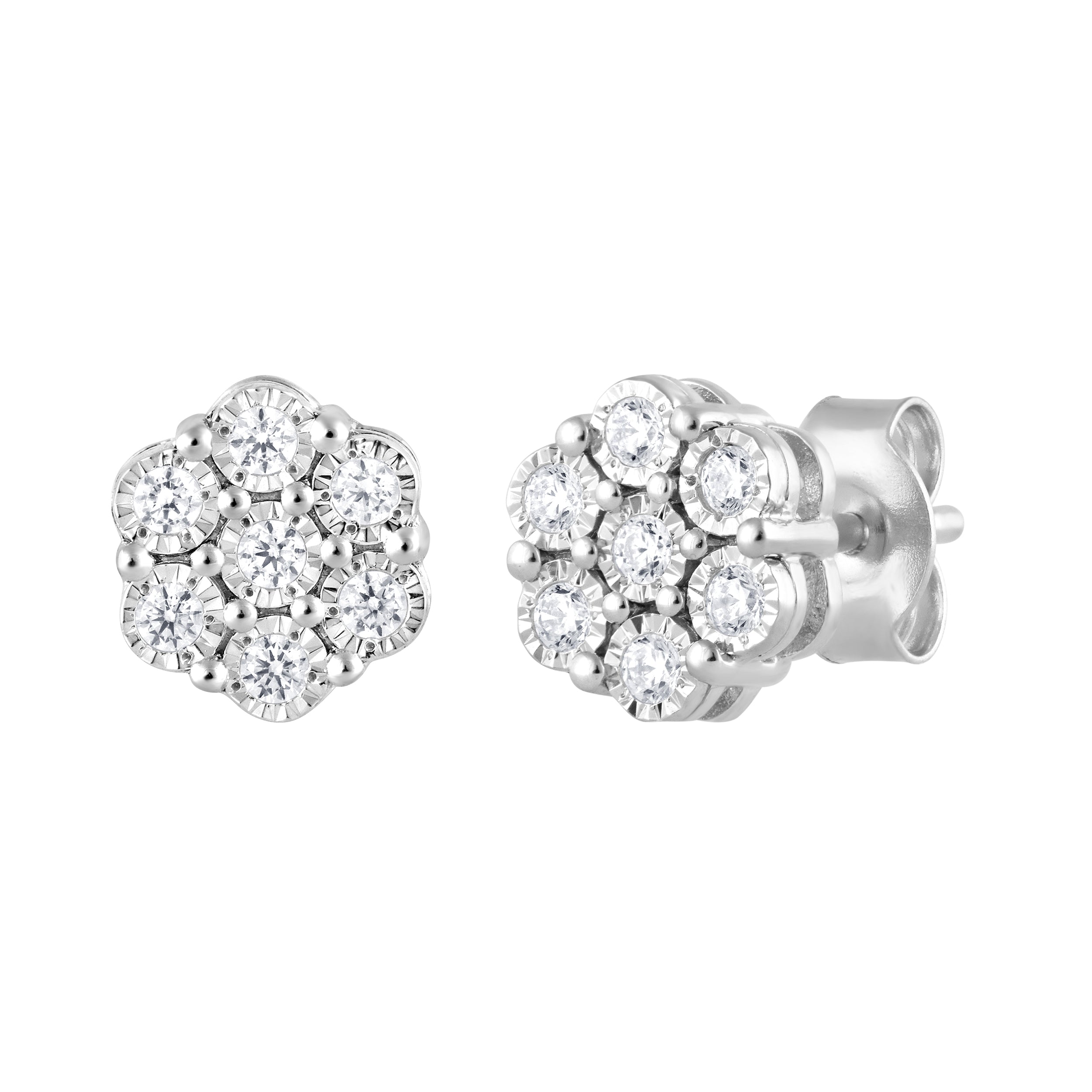 0.25 Carat Lab Grown Cluster Diamond Earrings