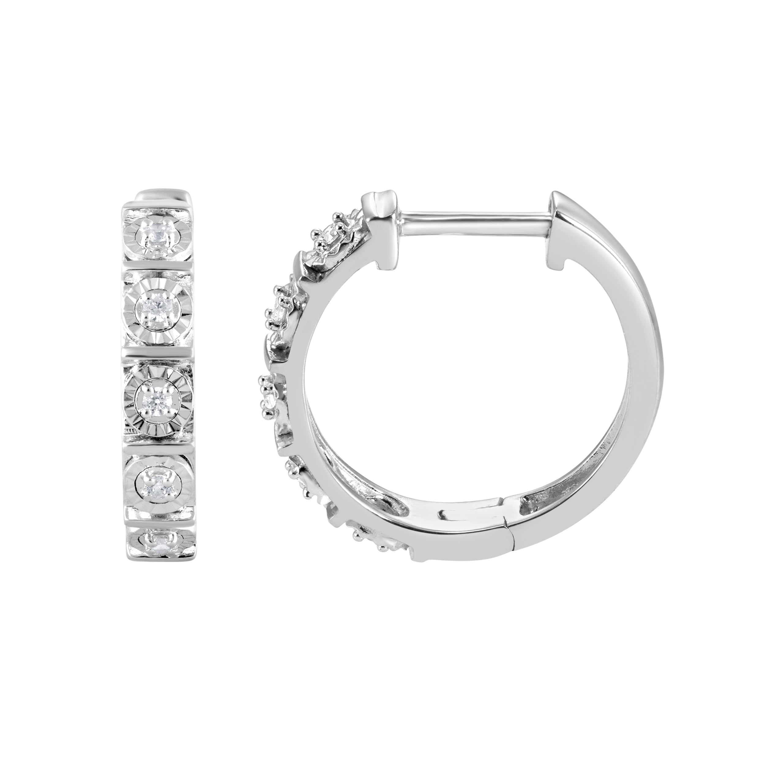 0.10 Carat Single Row Lab Grown Diamond Huggie Hoop Earrings