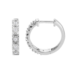 0.10 Carat Single Row Lab Grown Diamond Huggie Hoop Earrings