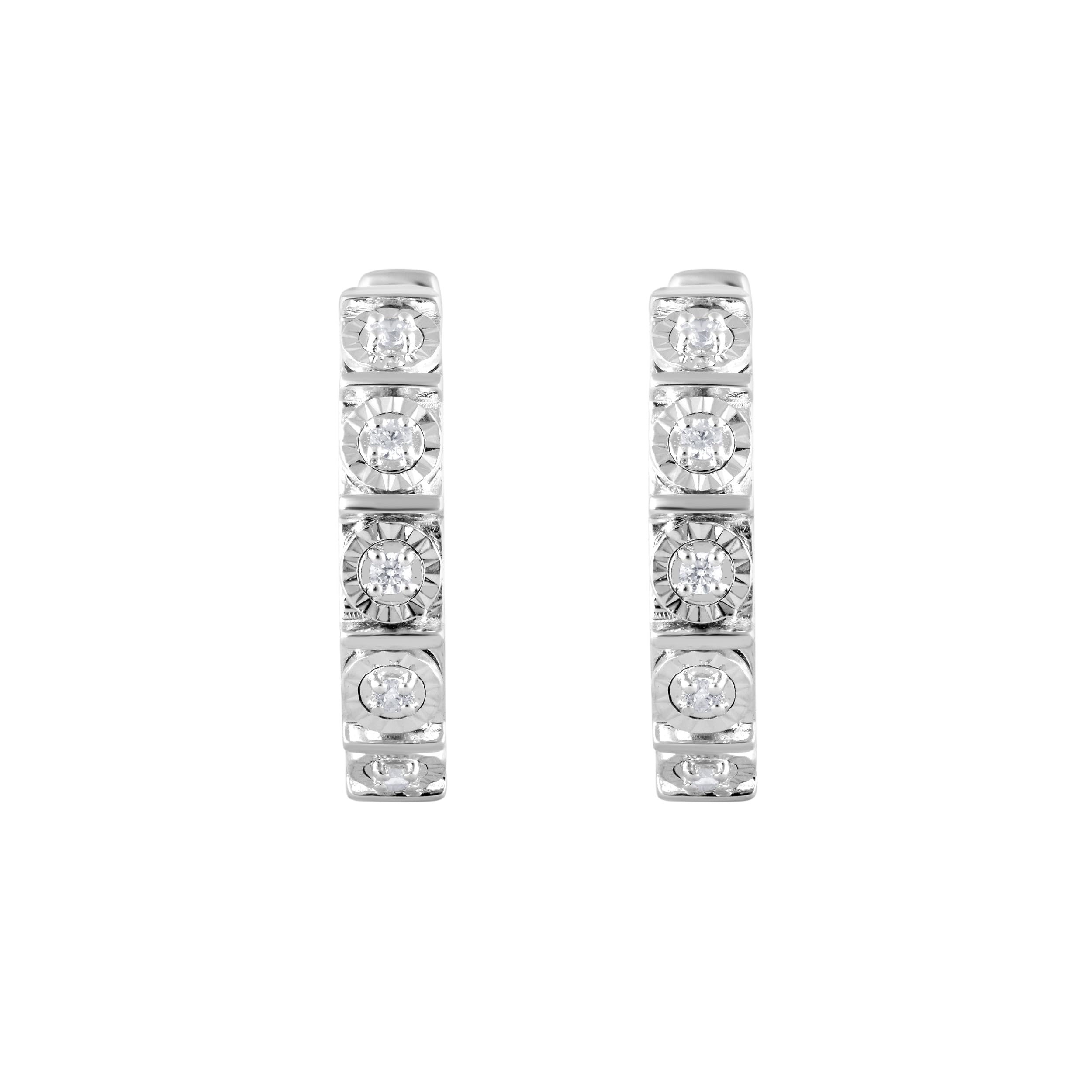 0.10 Carat Single Row Lab Grown Diamond Huggie Hoop Earrings