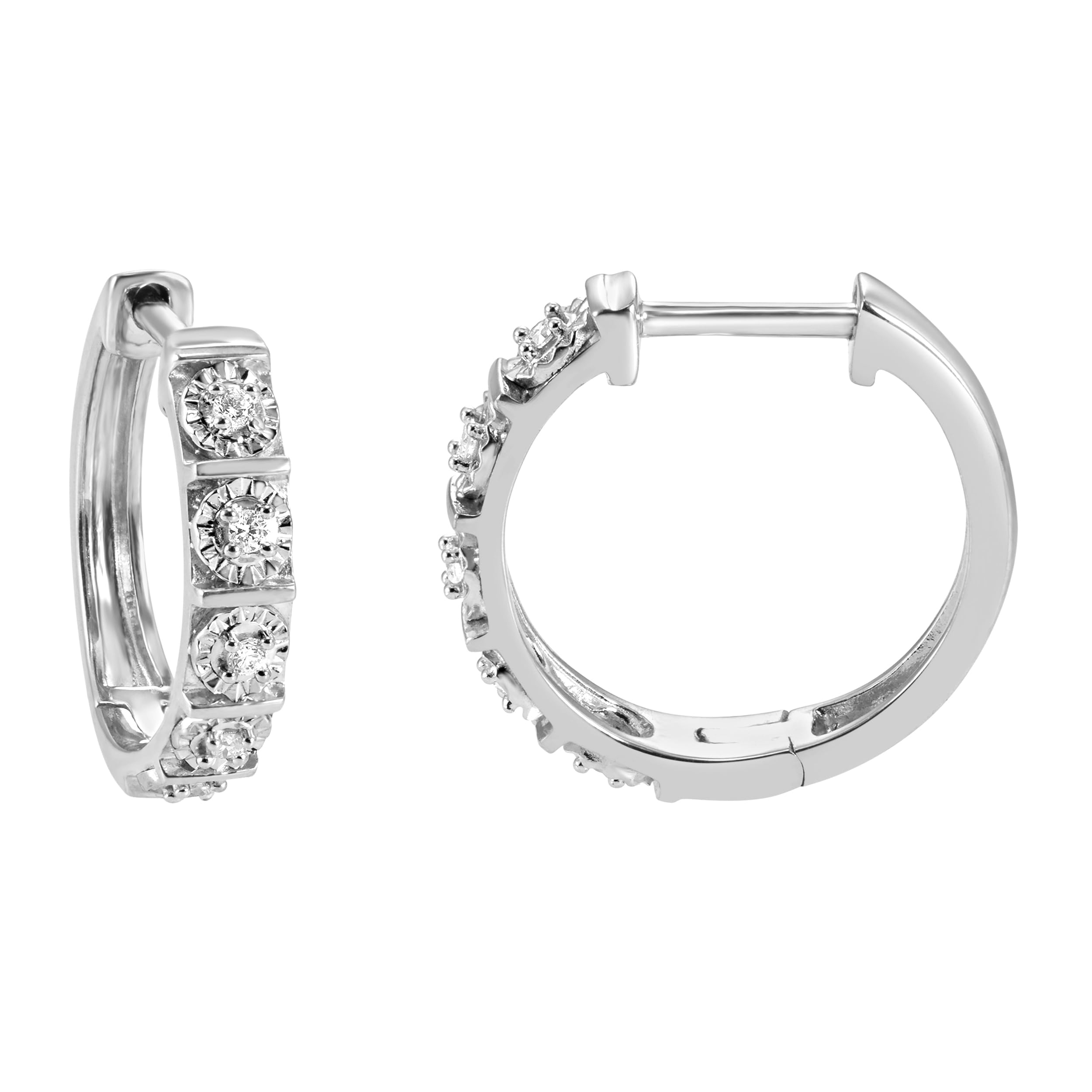 0.10 Carat Single Row Lab Grown Diamond Huggie Hoop Earrings