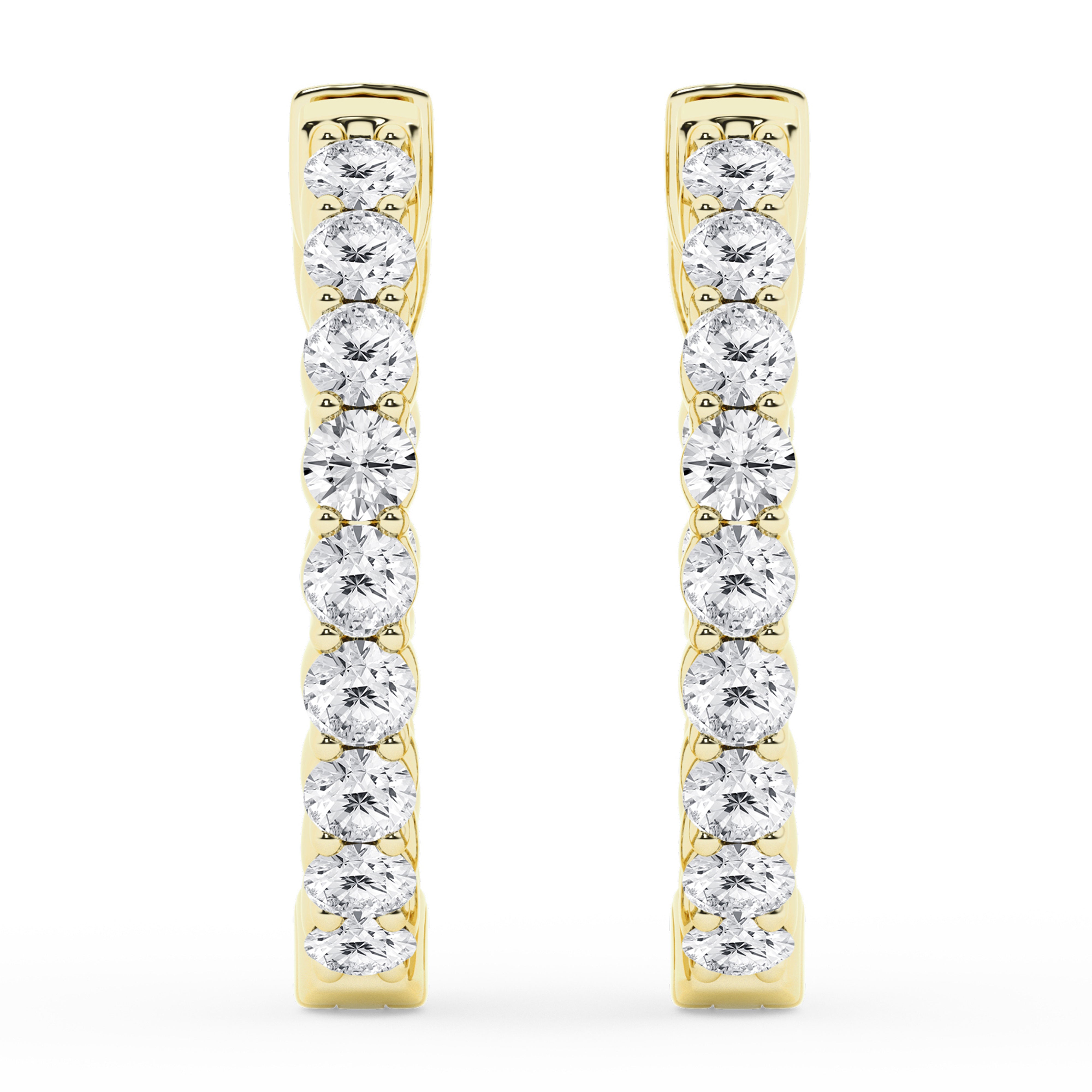 1 Carat Lab Grown Inside Out Diamond Hoop Earrings In Yellow Gold Plated Sterling Silver