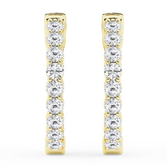 1 Carat Lab Grown Inside Out Diamond Hoop Earrings In Yellow Gold Plated Sterling Silver